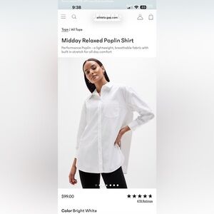 Athleta Midday Relaxed Poplin Shirt